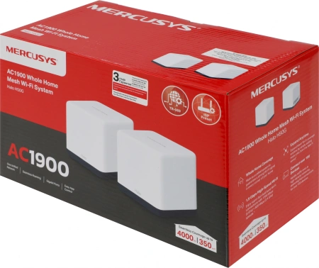 Бесшовный Mesh роутер Mercusys Halo H50G (HALO H50G(2-PACK)) AC1900 10/100/1000BASE-TX белый (упак.:2шт)