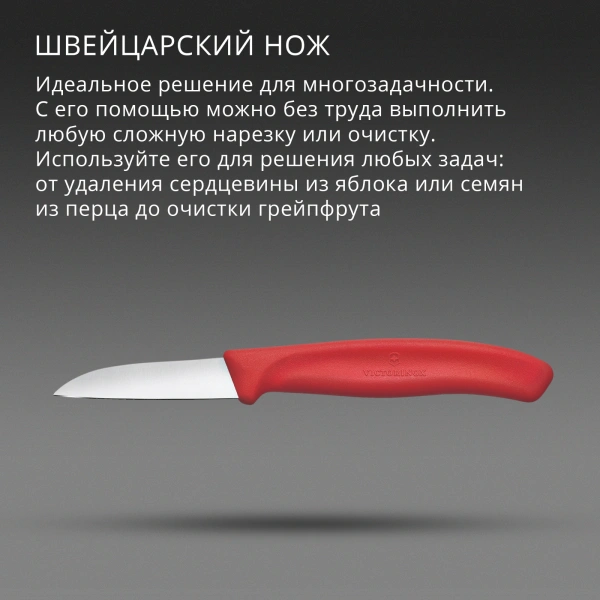 Нож кухонный Victorinox Swiss Classic (6.7301.C1) стальной для чистки овощей и фруктов лезв.60мм прямая заточка красный