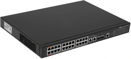 Коммутатор Dahua DH-PFS4226-24ET-240 (L2+) 24x100Мбит/с 2x1Гбит/с 2xКомбо(1000BASE-T/SFP) 22PoE+ 2PoE++ 240W управляемый
