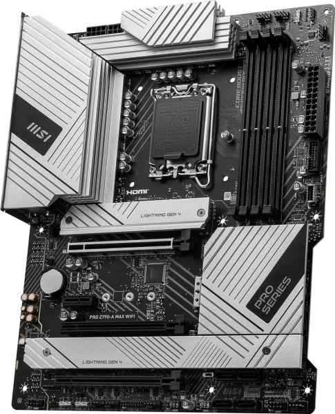Материнская плата MSI PRO Z790-A MAX WIFI Soc-1700 Intel Z790 4xDDR5 ATX AC`97 8ch(7.1) 2.5Gg RAID+HDMI+DP