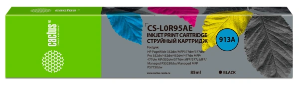 Картридж струйный Cactus CS-L0R95AE 913A черный пигментный (85мл) для HP PW 352dw/377dw/Pro 477dw/452dw с чипом