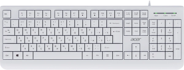 Клавиатура Acer OKW400 белый USB Multimedia (ZL.KBDEE.01B) кабель 1.8м