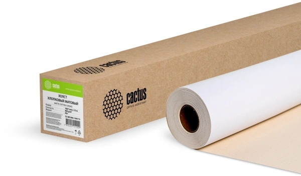 Холст Cactus CS-MC400-106715 42"(A0+) 1067мм-15м/400г/м2/белый хлопок для струйной печати втулка:50.8мм (2")