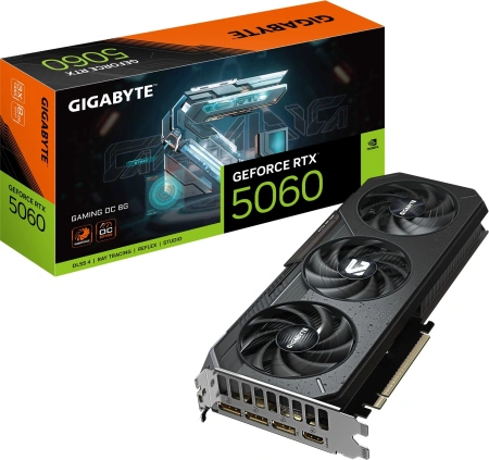 Видеокарта Gigabyte PCI-E 5.0 GV-N5060GAMING OC-8GD 1.0 NVIDIA GeForce RTX 5060 8Gb 128bit GDDR7 2497/28000 HDMIx1 DPx3 HDCP Ret