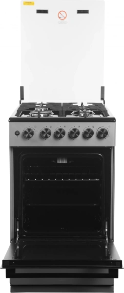 Плита Газовая Midea MFO-M4G20T0E(SL) серебристый/черный (стеклянная крышка) реш.чугун