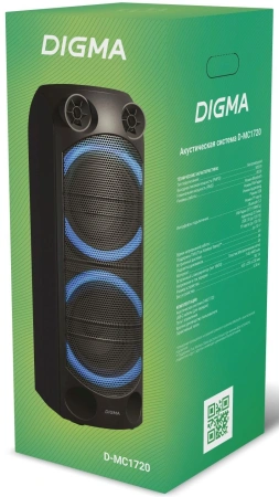 Минисистема Digma D-MC1720 черный 80Вт FM USB BT micro SD