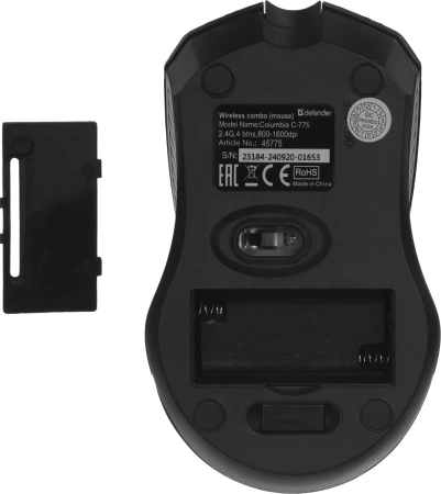 Клавиатура + мышь Defender Columbia C-775 клав:черный мышь:черный USB беспроводная slim Multimedia (45775)
