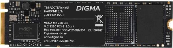 Накопитель SSD Digma PCIe 3.0 x4 256GB DGSM3256GM23T Mega M2 M.2 2280