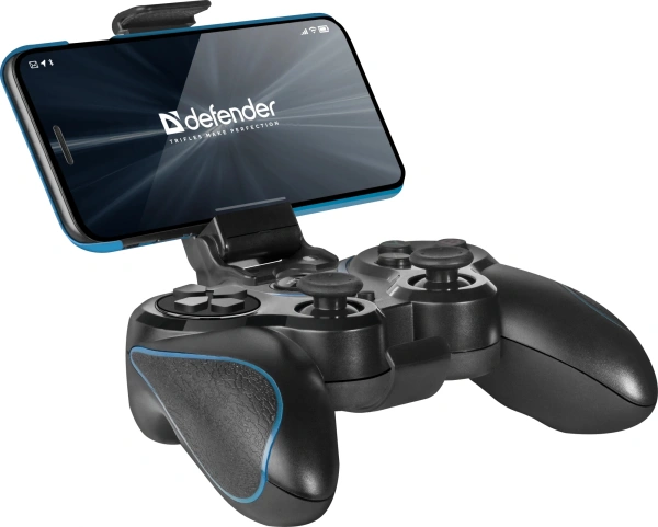 Геймпад Defender Blaster черный Bluetooth Беспроводной виброотдача (в компл.:держатель для смартфона/кабель USB) (64283)