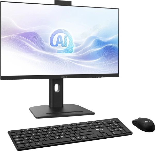 Моноблок MSI Modern AM273QP AI 1UM-086RU 27" WQHD Core Ultra 7 155H (1.4) 32Gb SSD1Tb Graphics CR Windows 11 Pro 2.5xGbitEth WiFi BT 150W клавиатура мышь Cam черный 2560x1440