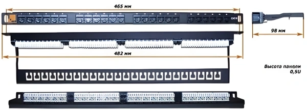 Патч-панель Lanmaster LAN-PPC24U6 19" 0.5U 24xRJ45 кат.6 UTP