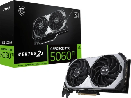 Видеокарта MSI PCI-E 5.0 RTX 5060 Ti 8G VENTUS 2X CLASSIC NVIDIA GeForce RTX 5060TI 8Gb 128bit GDDR7 2572/28000 HDMIx1 DPx3 HDCP Ret
