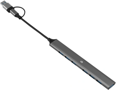Разветвитель USB-C + USB-A Digma DHUB-7USB-AC-3.0 7порт. серебристый
