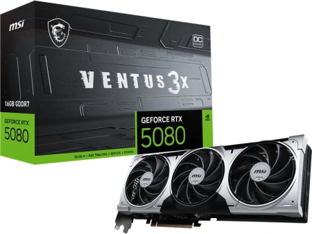 Видеокарта MSI PCI-E 5.0 RTX 5080 16G VENTUS 3X OC PLUS NVIDIA GeForce RTX 5080 16Gb 256bit GDDR7 2640/30000 HDMIx1 DPx3 HDCP Ret