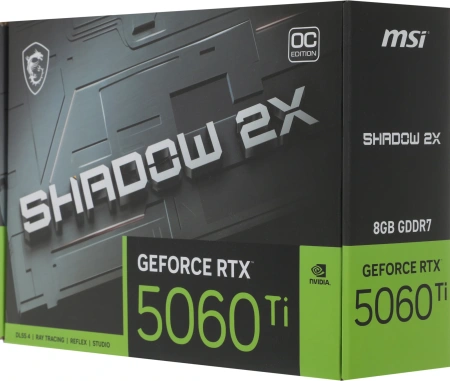 Видеокарта MSI PCI-E 5.0 RTX 5060 TI 8G SHADOW 2X OC PLUS NVIDIA GeForce RTX 5060TI 8Gb 128bit GDDR7 2602/28000 HDMIx1 DPx3 HDCP Ret