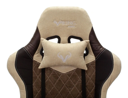 Кресло игровое Zombie VIKING 7 KNIGHT Fabric коричневый/бежевый ткань/эко.кожа с подголов. крестов. металл