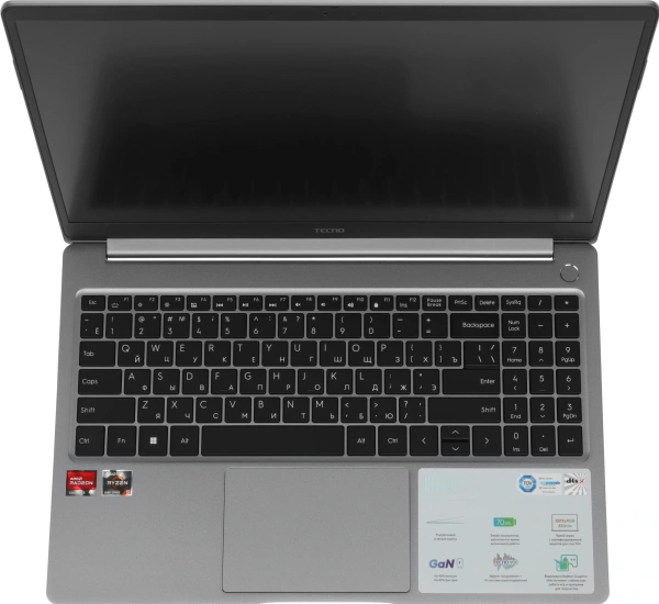 Ноутбук Tecno MegaBook T1 Ryzen 5 5500U 16Gb SSD512Gb AMD Radeon Graphics 15.6" IPS FHD (1920x1080) без ОС 64 grey WiFi BT Cam 6060mAh (T15DA-2EG0)