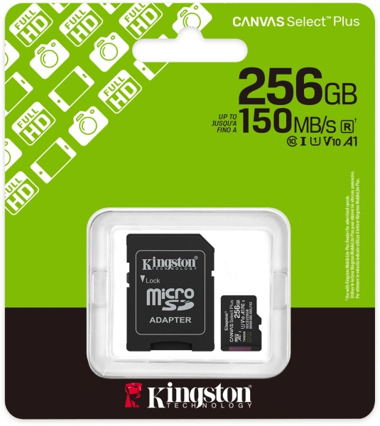 Флеш карта microSDXC 256GB Kingston SDCS3/256GB Canvas Select Plus V10 A1 + adapter