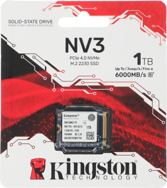 Накопитель SSD Kingston PCIe 4.0 x4 1000GB SNV3SM3/1T0 NV3 M.2 2230