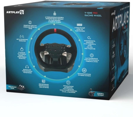 Руль Artplays V-1200 RPO 16кноп. (с педалями) черный