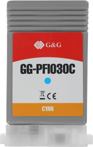 Картридж струйный G&G GG-PFI030C PFI-030C голубой (55мл) для Canon imagePrograf TA-20/30 TM-240/340