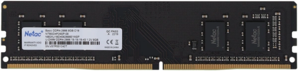 Память DDR4 8Gb 2666MHz Netac NTBSD4P26SP-08 Basic RTL PC4-21300 CL19 DIMM 288-pin 1.2В single rank Ret