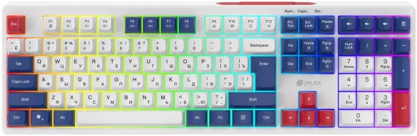 Клавиатура Оклик 725G белый/красный USB Multimedia for gamer LED (2070294) кабель 1.8м