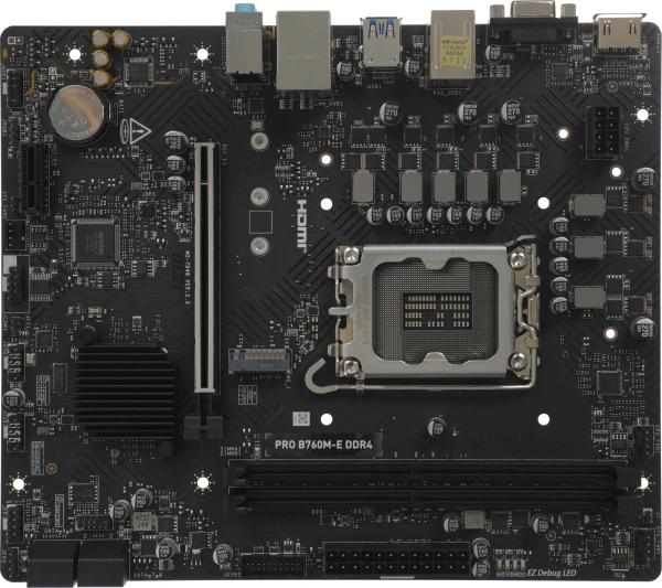 Материнская плата MSI PRO B760M-E DDR4 Soc-1700 Intel B760 2xDDR4 mATX AC`97 8ch(7.1) GbLAN+VGA+HDMI