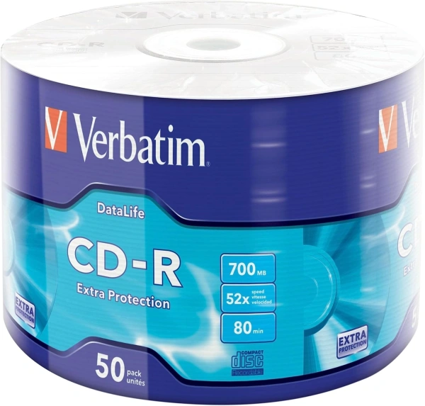 Диск CD-R Verbatim 700Mb 52x bulk (50шт) (43787)