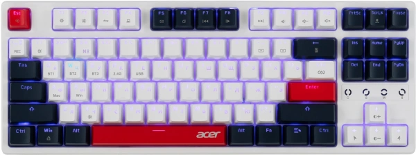 Клавиатура Acer OKR302 механическая белый USB беспроводная BT/Radio for gamer LED (ZL.KBDEE.016) кабель 1.6м