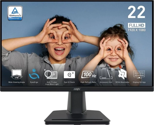 Монитор MSI 21.45" Pro MP225V черный VA 16:9 HDMI матовая 4000:1 300cd 178гр/178гр 1920x1080 100Hz VGA FHD 2.5кг