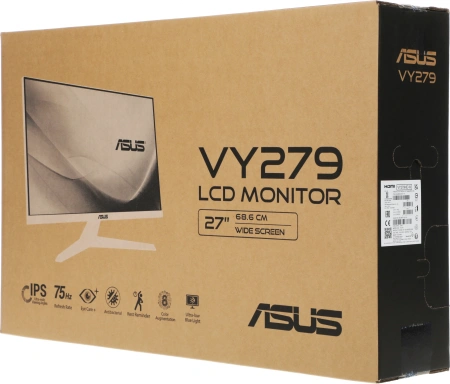 Монитор Asus 27" VY279HE-W белый IPS LED 16:9 HDMI матовая 250cd 178гр/178гр 1920x1080 75Hz FreeSync VGA FHD 4.21кг