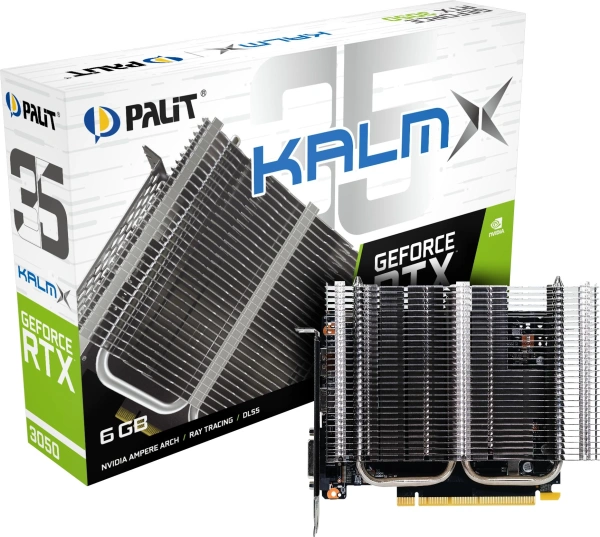 Видеокарта Palit PCI-E 4.0 PA-RTX3050 KALMX NVIDIA GeForce RTX 3050 6Gb 96bit GDDR6 1042/14000 DVIx1 HDMIx1 DPx1 HDCP Ret