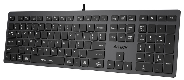 Клавиатура A4Tech FX50 серый USB slim Multimedia (FX50 GREY) кабель 1.5м
