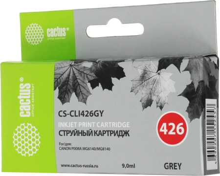 Картридж струйный Cactus CS-CLI426GY CLI-426GY серый (9мл) для Canon Pixma MG6140/MG8140 с чипом