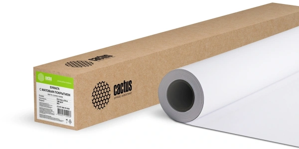 Бумага Cactus CS-PC180-91430 36"(A0) 914мм-30м/180г/м2/белый матовое универсальная (с покрытием) втулка:50.8мм (2") (упак.:1рул)