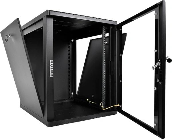 Шкаф коммутационный ЦМО (ШРН-М-12.500-9005) настенный 12U 600x520мм пер.дв.стекл 130кг черный 456мм 21.6кг 180град. 610мм IP20 сталь
