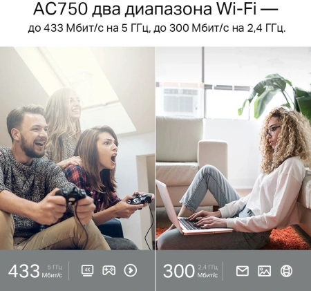 Роутер беспроводной TP-Link Archer C24 AC750 10/100BASE-TX белый