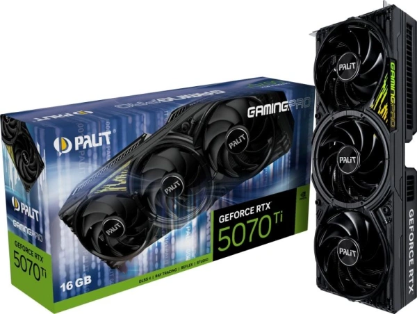 Видеокарта Palit PCI-E 5.0 PA-RTX5070Ti GAMINGPRO V1 NVIDIA GeForce RTX 5070TI 16Gb 256bit GDDR7 2295/28000 HDMIx1 DPx3 HDCP Ret