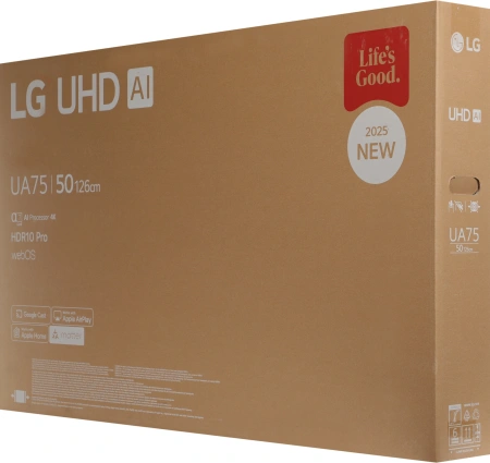 Телевизор LED LG 50" 50UA75009LA.ARUG черный 4K Ultra HD 60Hz DVB-T DVB-T2 DVB-C DVB-S DVB-S2 USB WiFi Smart TV