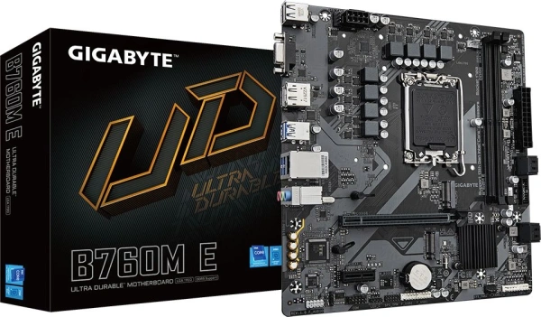 Материнская плата Gigabyte B760M E Soc-1700 Intel B760 2xDDR5 mATX AC`97 8ch(7.1) GbLAN RAID+VGA+HDMI+DP