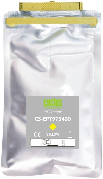 Картридж струйный Cactus CS-EPT973400 T9734 желтый (330мл) для Epson WorkForce WF-C869RD3TWFC/WF-C869RDTWF с чипом