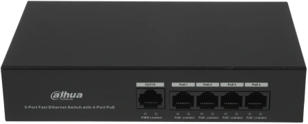 Коммутатор Dahua DH-PFS3005-4ET-36 (L2) 4x100Мбит/с 4PoE+ 36W неуправляемый