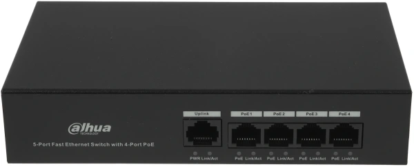 Коммутатор Dahua DH-PFS3005-4ET-36 (L2) 4x100Мбит/с 4PoE+ 36W неуправляемый