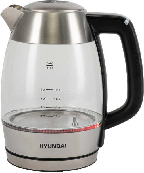 Чайник электрический Hyundai HYK-G9408 1.9л. 2200Вт черный/серебристый корпус: стекло