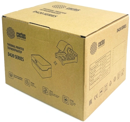 Термопринтер Cactus CS-TP-D420U+держатель (CS-TP-D420U) 203dpi 160мм/с/USB для печ.этик. черный