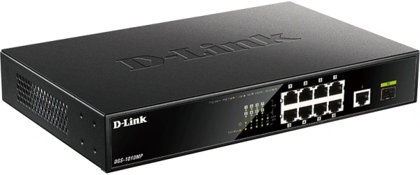 Коммутатор D-Link DGS-1010MP/A1A 9x1Гбит/с 1SFP 8PoE 125W неуправляемый