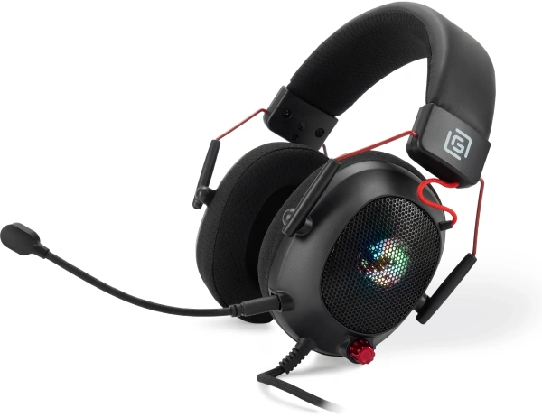 Наушники с микрофоном Оклик HS-L305G черный/красный 2м мониторные оголовье (2060511)