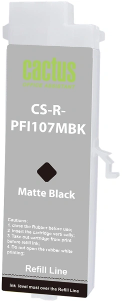 Картридж перезаправляемый струйный Cactus CS-R-PFI107MBK черный матовый (260мл) для Canon imageProGRAF iPF670/680/685/770/780/785 без чипа