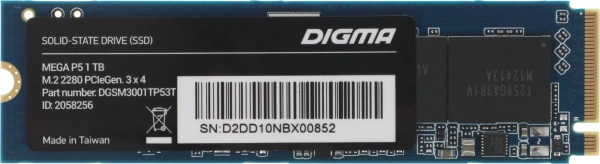 Накопитель SSD Digma PCIe 3.0 x4 1TB DGSM3001TP53T Mega P5 M.2 2280